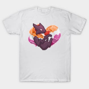 Lesbian Pixel Heart Melog T-Shirt